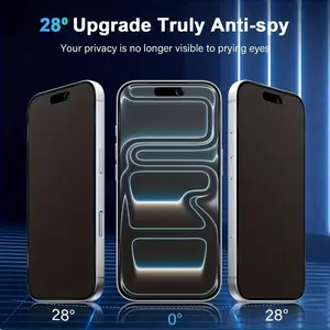 Protector de pantalla de vidrio templado de cobertura total con protección de privacidad, resistente a rayones, fácil de instalar, resistente a huellas, protección a prueba de golpes de grado militar, sin burbujas, duradero, compatible con modelos 14 a 16