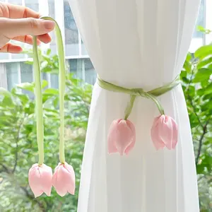 2pcs Decorative Curtain Tiebacks Tulip Design, Garden Theme Home Decoration, Moving Gift, Wedding Event, Curtain Accessories, Window Decorations Supplies