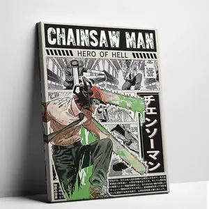 Chainsaw  Denji  , High Quality Canvas Print, Japanese Popular   Prints, Wall Aesthetic Decor, Chainsaw   anime poster man