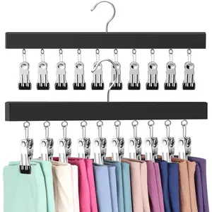 2 Pack Legging Organizer for Closet, Pants Hangers with Clips Holds 20 Leggings, Jeans, Hats, Shorts, Socks, 360° Rotating Space Saving Hanging Clothes Organizer for Closet Organizers and Storage, 2Pcs