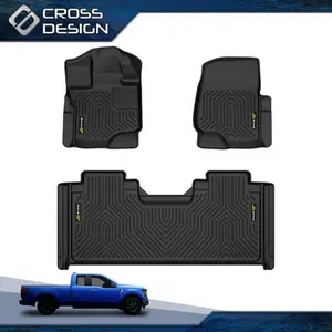 CROSSDESIGN Floor Mats 2 Row Liner Set Fit For 2015-2025 Ford F-150 Super Cab Only (NOT FIT MODELS WITHOUT FACTORY CARPET) 
