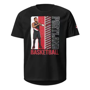 Portland Basketball Athletic Gym Shirt - Breathable Court Style with Rose City Hustle, 100% Polyester Mesh, Lightweight, Relaxed Unisex Fit, Durable Side Seams, Raglan Sleeves, Black & White, Sizes S-2XL