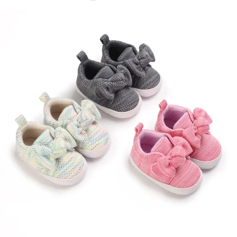 Cute bow female baby sneakers soft and comfortable baby shoes