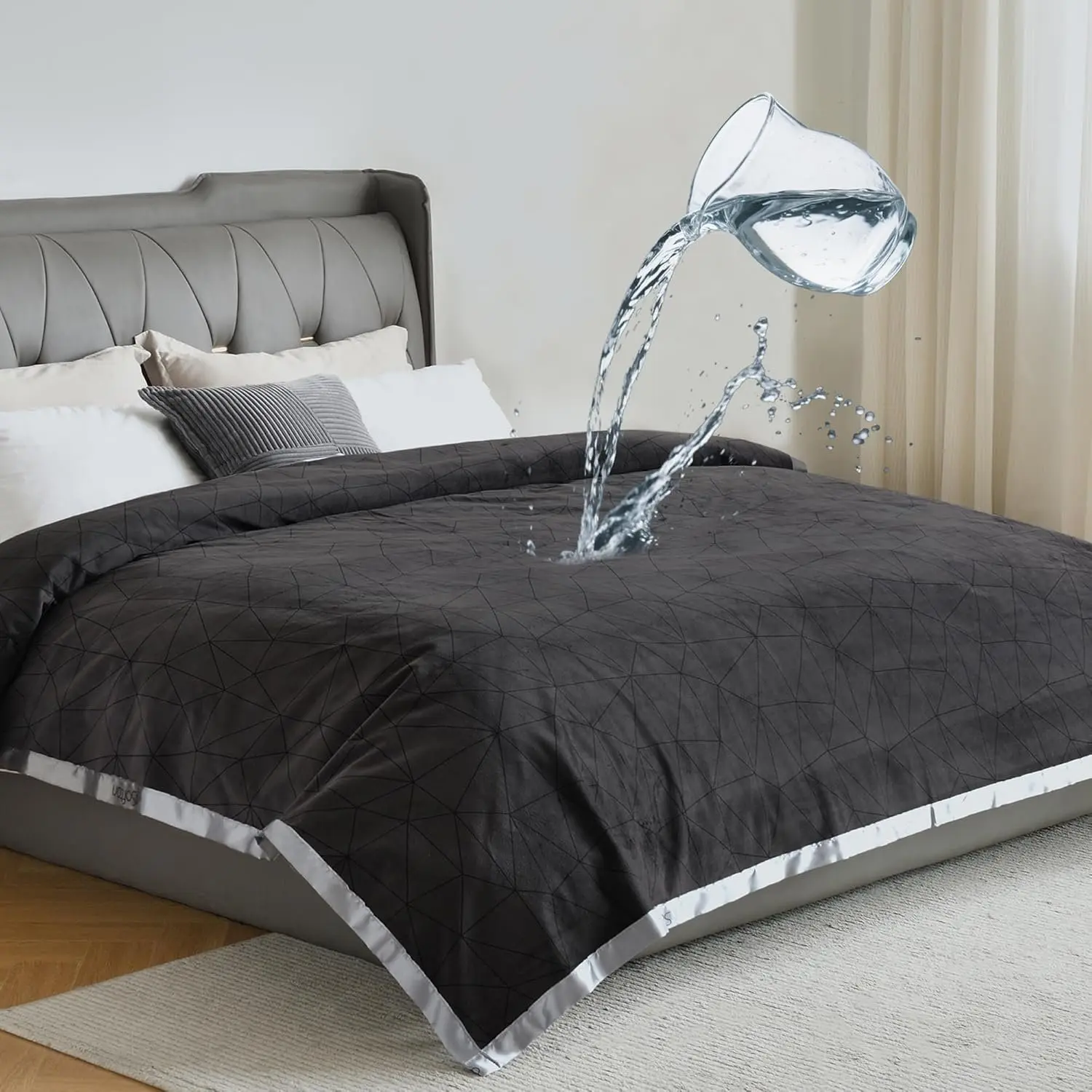 Blanket Cover 70"x90" for , Adults, Dogs, Cats or Any Pets, 3 Layer Protector and  Leak Proof Blanket for Bed, Sofa and Other Furniture, Easy to Clean, Dark Grey & Light Grey