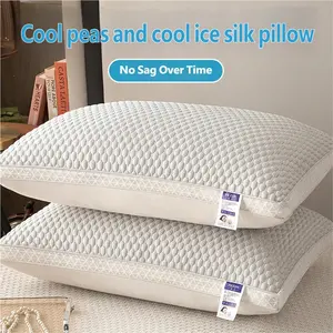 Summer Cooling Sleep Pillow Set of 2 with 3D Massage Bean Surface, Smooth Ice Silk Sweat Wicking Fabric, Soft Cervical Support for All Sleeping Positions