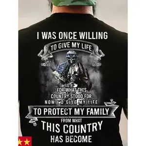 Men's Patriotic Soldier Graphic Tee | Military Streetwear T-Shirt, July 4th Y2K Hip Hop Style, Casual Short Sleeve Crew Neck, Unisex Plus Size
