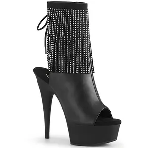 Women's 6-Inch Heel Platform Lace Footwear, DELIGHT-1018RSF Black PU Shoe