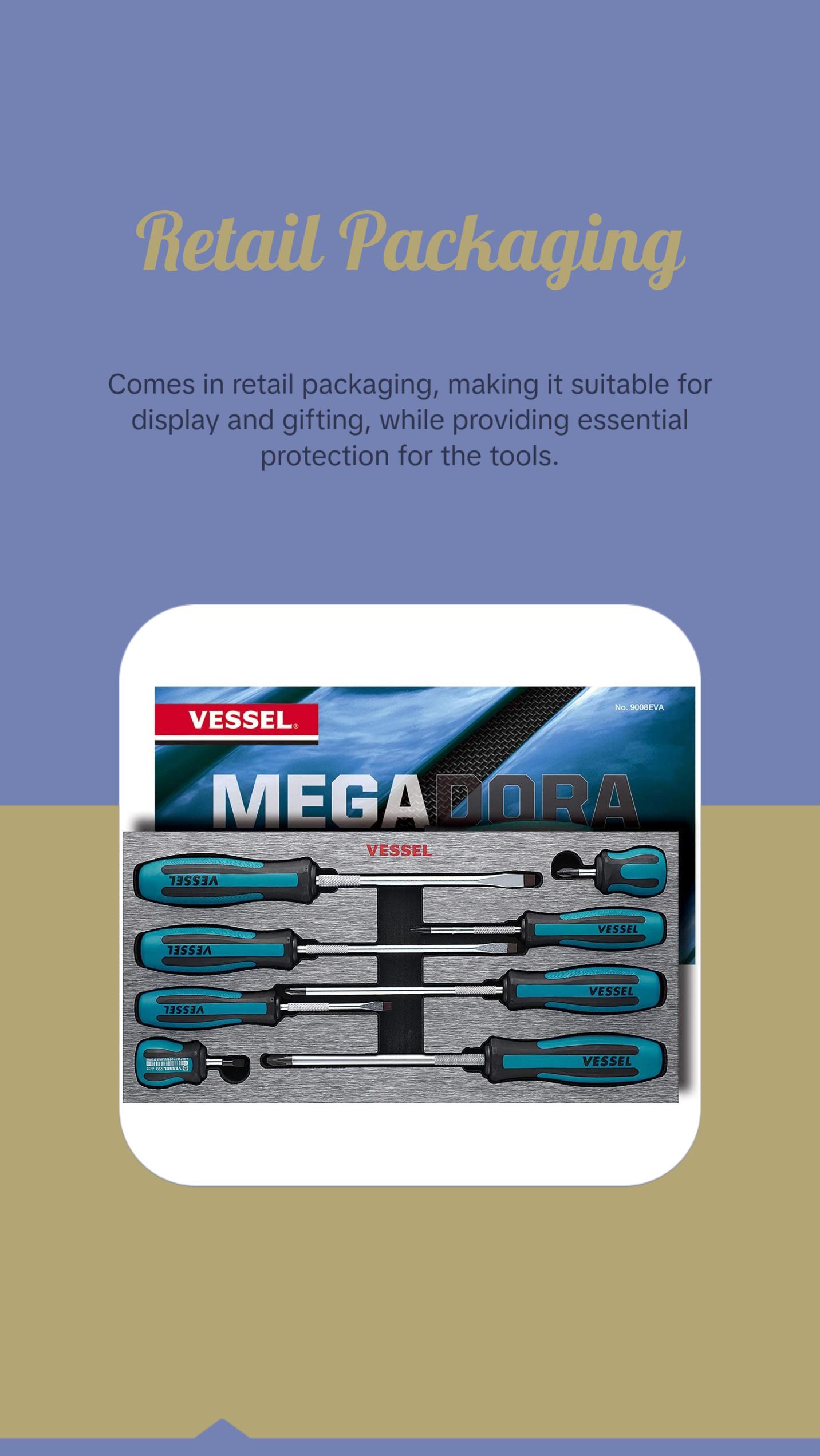 Vessel Tools 9008EVA  MEGADORA Screwdriver Set, 8 pieces