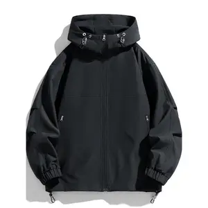 Men's Solid Zip Up Hooded Jacket, Regular Fit Casual Long Sleeve Outerwear for Outdoor Activities, Men's Sportswear Clothing for Spring