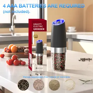 Electric Salt & Pepper Grinding Machine, Battery Required Handheld Pepper Spice Mill with LED Light, Small Kitchen Gadgets, Kitchen Seasoning Utensils Accessories, Cooking Kitchenware, Salt Pepper Shakers