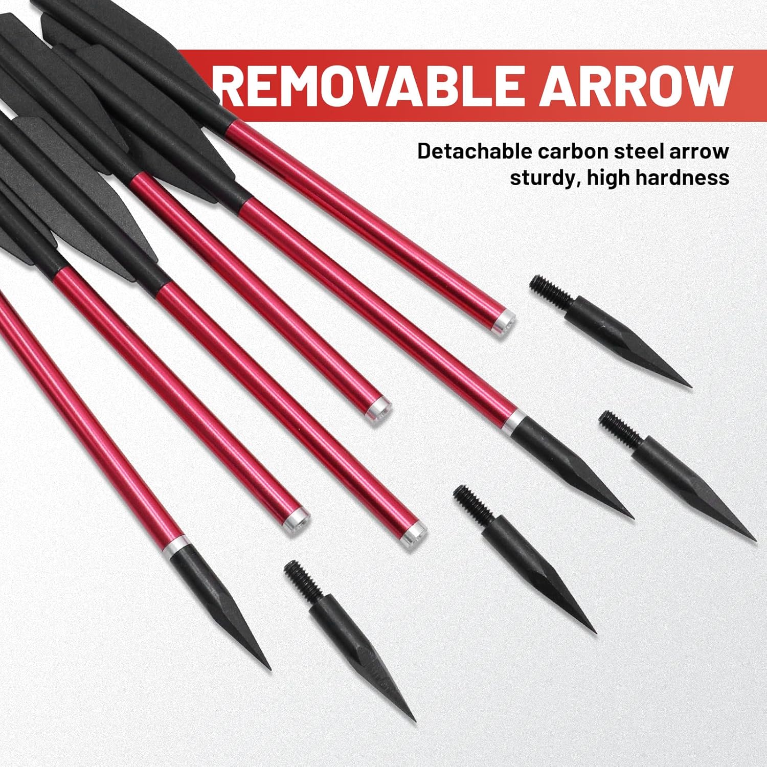 6.7" Aluminum Crossbow Bolts 5 Bright Colors, Replaceable Tips for 50-60 lb Crossbows - Target Practice & Small Game Hunting, Adult Use