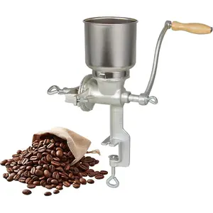 High Hopper Manual Coffee Grinder Hand Crank Burr Mill Cast Iron Large Capacity Adjustable Coarseness for Espresso French Press Corn Wheat Grain Spice Grinder Vintage Style Easy to Clean Portable Heavy Duty, grain grinder, wheat grinder, mill grinder
