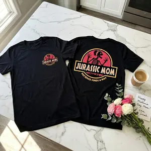 Jurassic Mom Double Sided T-Shirt Funny Mother’s Day Gift  | Cool Dinosaur Graphic Tee for Mom | Vintage Retro Style Shirt for Women | Perfect Gift for Mom, Wife, Mama | Unique Funny Mom Outfit Idea 2026