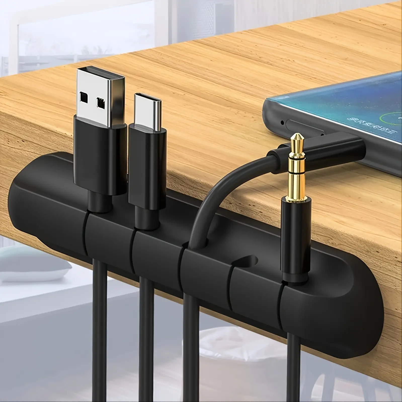 1pc 7-Grid Data Line Organizer Desktop Charging Cable Storage Protector Self-Stick Mouse Cord Earphone Wire Holder Fixed Clip Multi Grids Organizer Desk Accessories Wire Organizers Cord Organizer for Desk