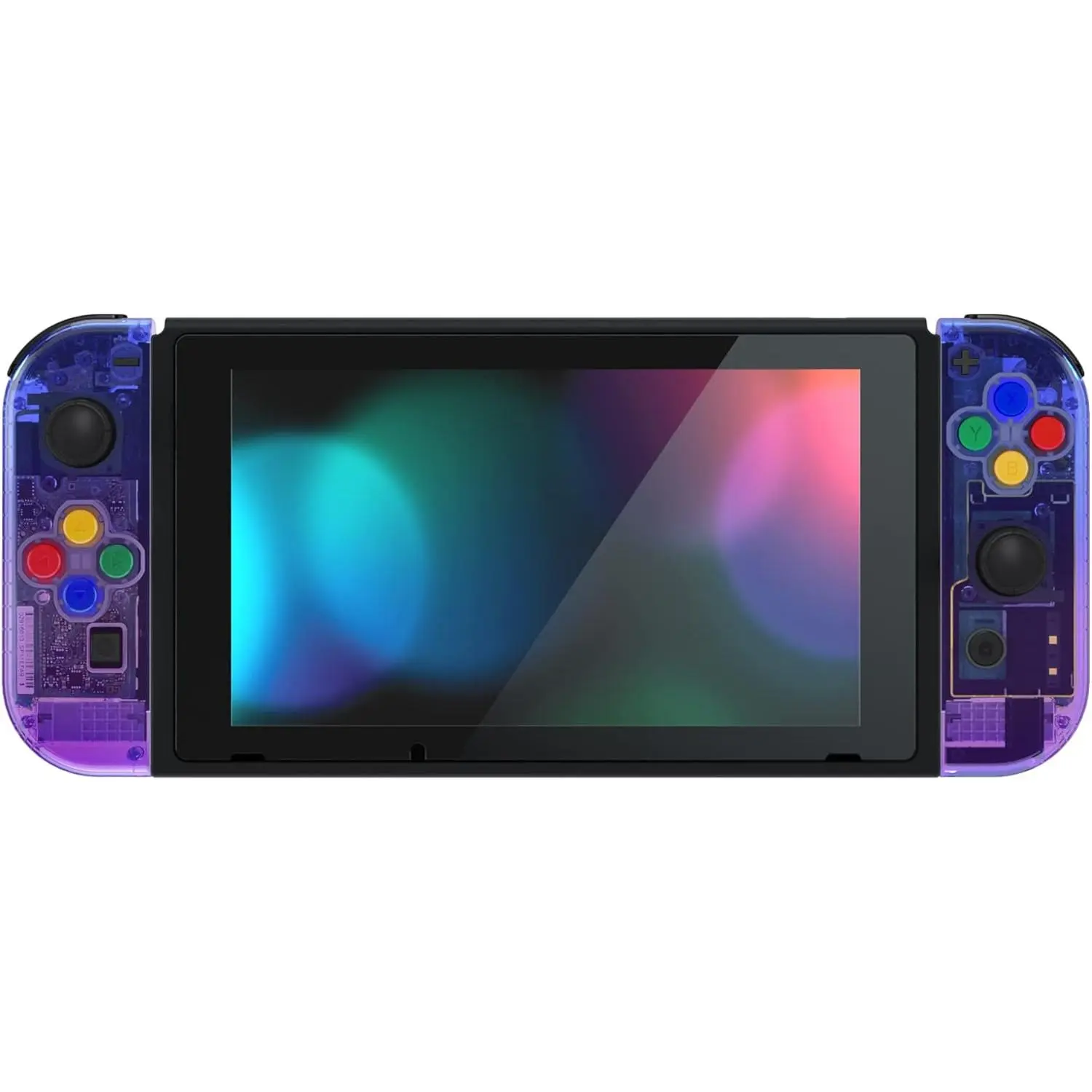 eXtremeRate Durable DIY Replacement Shell & Buttons Game Console Accessories for Nintendo Switch/Switch OLED, Gradient Translucent Bluebell Custom Joycon Controller Housing Case with Cross Buttons - Adds Personality to Console