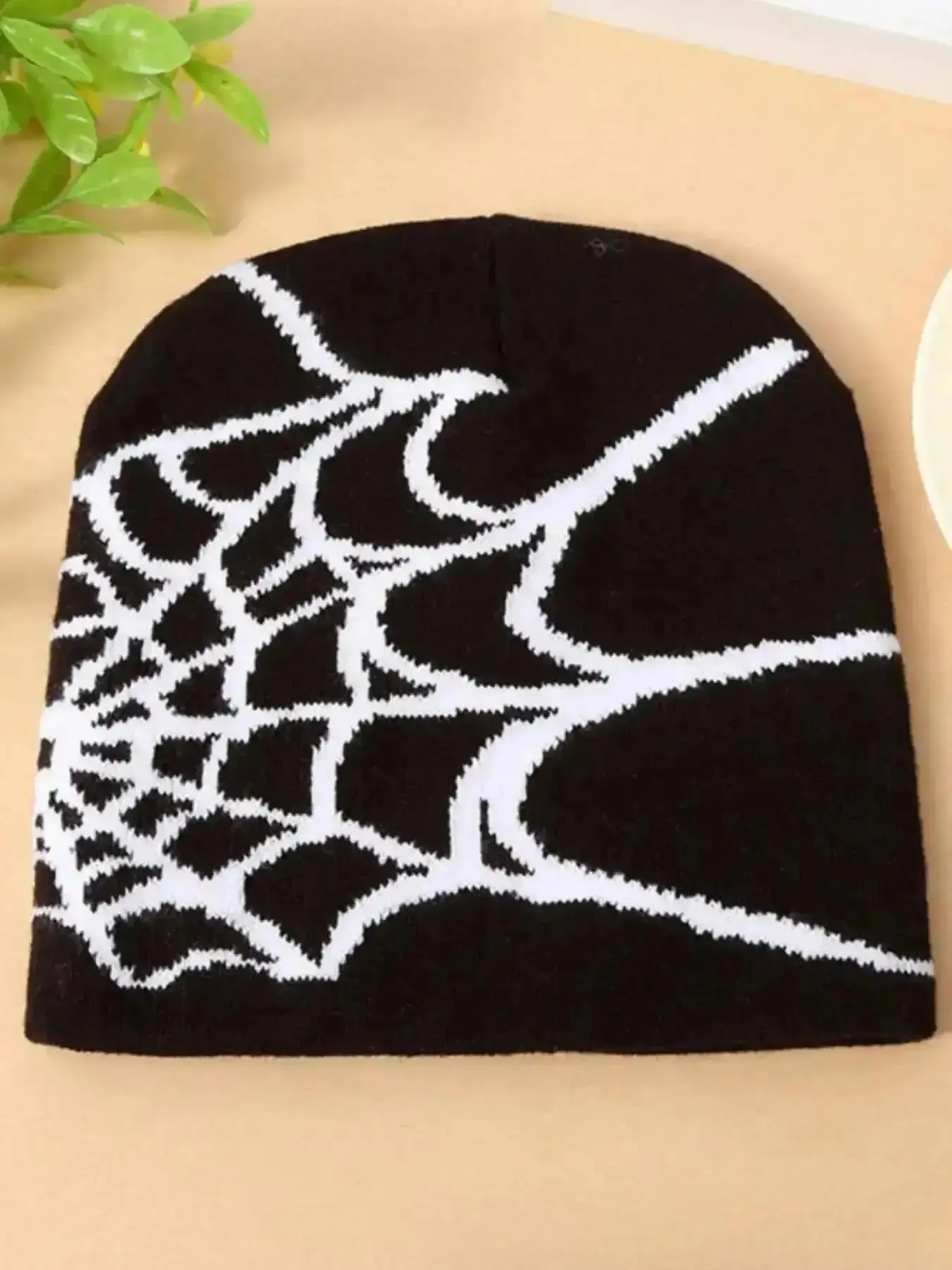 2026 New Model Gothic Spider Web Knit Beanie Fitted Hat, Trendy Hats, Y2K Style, Hip-Hop Warm Elastic Cap, Suitable for Outdoor Sports, Daily Wear, Unisex Elegant Chic Glamorous Great Charming Sophisticated Piece Refined