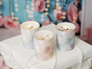 Ink Crystal Candles with Healing Crystals, Stone Crystals & Soothing Aromatherapy + Sugared Lemon Zest + Cactus Blossom + Peach Bellini, Scented Gifts for Her/Him, 3PC Set, 20Hrs Burn Time, 3.5Oz Each