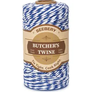 Blue and White 328ft Cotton Twine String for Gift Wrapping, Crafts, Butcher Use, DIY Projects & Holiday Decorations