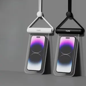 YUKE Waterproof Phone Pouch (7.5" x 4.3") with Lanyard, Touch Screen Compatible Floating Dry Bag for Beach & Swimming