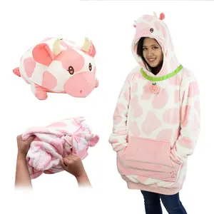 Strawberry Cow Adult Snugible | Blanket Hoodie & Pillow Comfort Comfortable