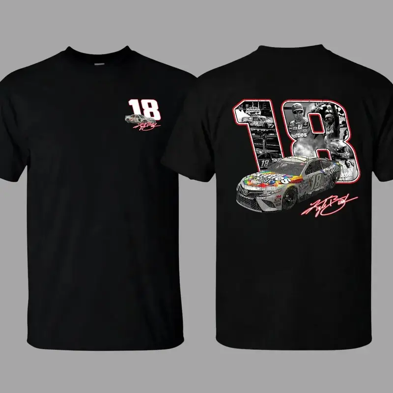 Kyle Busch 18 Skittles Racing Graphic Tee Retro Vintage NASCAR Streetwear Gildan Cotton T-Shirt Joe Gibbs Racing Fan Merch Casual Unisex Oversized Sport Tee