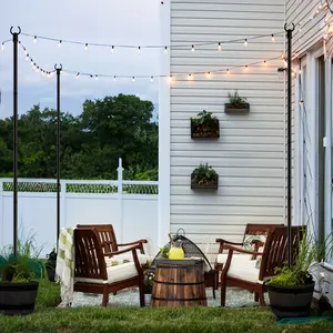2024 9String Light Poles for Outdoor String Lights, Metal Poles for Backyard Lights Outdoor, Light Poles to Decorate Patio, Garden, Weddings, Camping and Parties