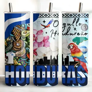 Honduras Flag 20oz Tumbler, Portable Drinkware, Water Bottles with Lid and Straw, Stainless Steel Reusable Bottle skinny tumbler