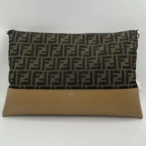 Pre-owned FENDI canvas leather handbag