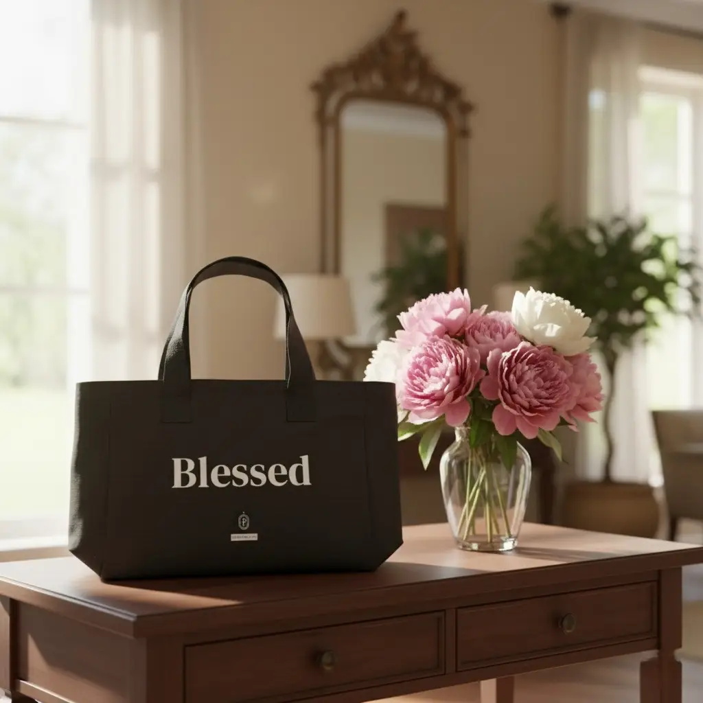 BLESSED Large Tote Bag with "Blessed" Design, Adjustable Handles, Ideal for Everyday Use