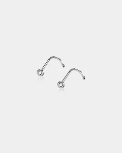 2PCS Titanium Screw CZ Nose Stud