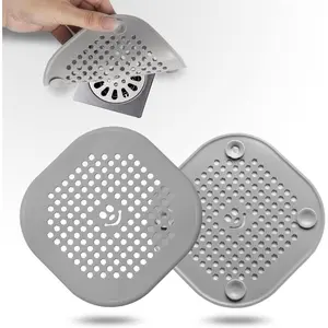 2 Pack Silicone Drain Hair Catcher Shower Drain Protector Sink Drain Strainer Hair Stopper for Shower Kitchen Bathroom Tub Grey