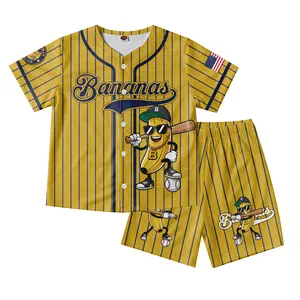 Dabbing Banana Retro American Flag Banana Baseball Lover Boys Girls Kids Outfit Athletic Mesh Baseball Jersey T-Shirt and Shorts Set Toddler Big Kid Drip For Boys