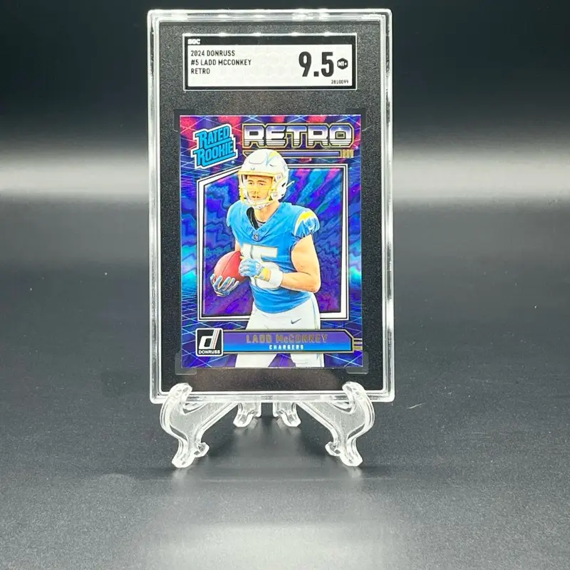Donruss 2024 Ladd McConkey Retro #5 SGC 9.5 MT+ Graded Football Card Collectible Sports Memorabilia for Enthusiasts