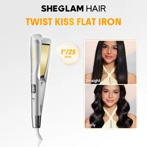 【BOGO SALE】SHEGLAM HAIR Sleek Chic Twist Kiss Flat Iron-US Plug-Effortlessbeauty- Coachella