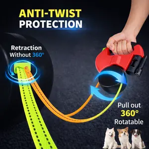 NEW ,3-in-1 Dual Dog Retractable Leash with LED Light, Tangle-Free 360 ​​Technology, Independent Braking for Each Dog, Max 25 lbs per Dog,Christmas Gift