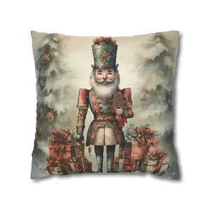 Holiday Nutcracker Cheer Square Pillow Cover