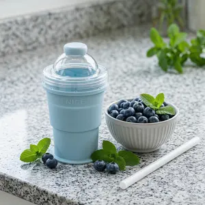 2-in-1 Foldable Ice Hockey Cup, 2 in 1 Cup, Leakproof Lid with Straw, Portable Kitchenware Drinkware for Coffee, Juice, Camping