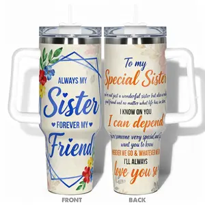 1pc Stainless Steel Cup 40oz/30oz/20oz Water Bottle Insulated Mug Tumbler,Funny Design With Special Sister Always My Friend Double-layer insulation Leakproof Large Capacity, Needed for Gym, Hiking, Travel Ideal Birthday Ch Stranger Things Dr Pepper