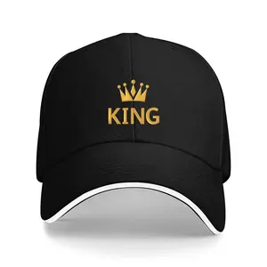 A golden "KING" crown baseball cap--lightweight design, adorned with the word "KING" and a crown emblem, suitable as a non-elastic sports accessory for fitness, running, and occasions like Christmas/Thanksgiving