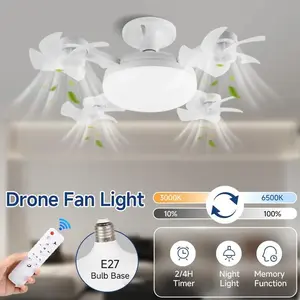 Wireless Ceiling Fan Lamp with Remote, E27 Adjustable Brightness Collapsible 4 Head, 3 Speed Setting for Living Room Bedroom Kitchen Father’s Day Present,Mother’s Day Gift,Party gifts