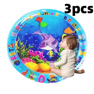 3-Piece Tummy Time Water Play Mat for Babies, Inflatable Aqua Fun Game Mat for Infant Development, Parent-Child Playtime Gift