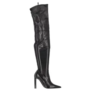Pre-owned Tom Ford Tom Ford T Screw Over-The-Knee Boots in Black Leather by Rebag