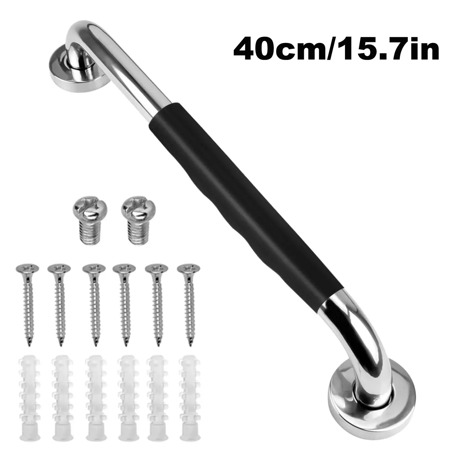 SUS304 Stainless Steel Shower Grab Bar, 500lbs Heavy Duty Non-Slip Rubber Grip Bathroom Safety Handrail,Wall Mounted Support Bar for Elderly, Bathtub & Toilet Balance Assistance