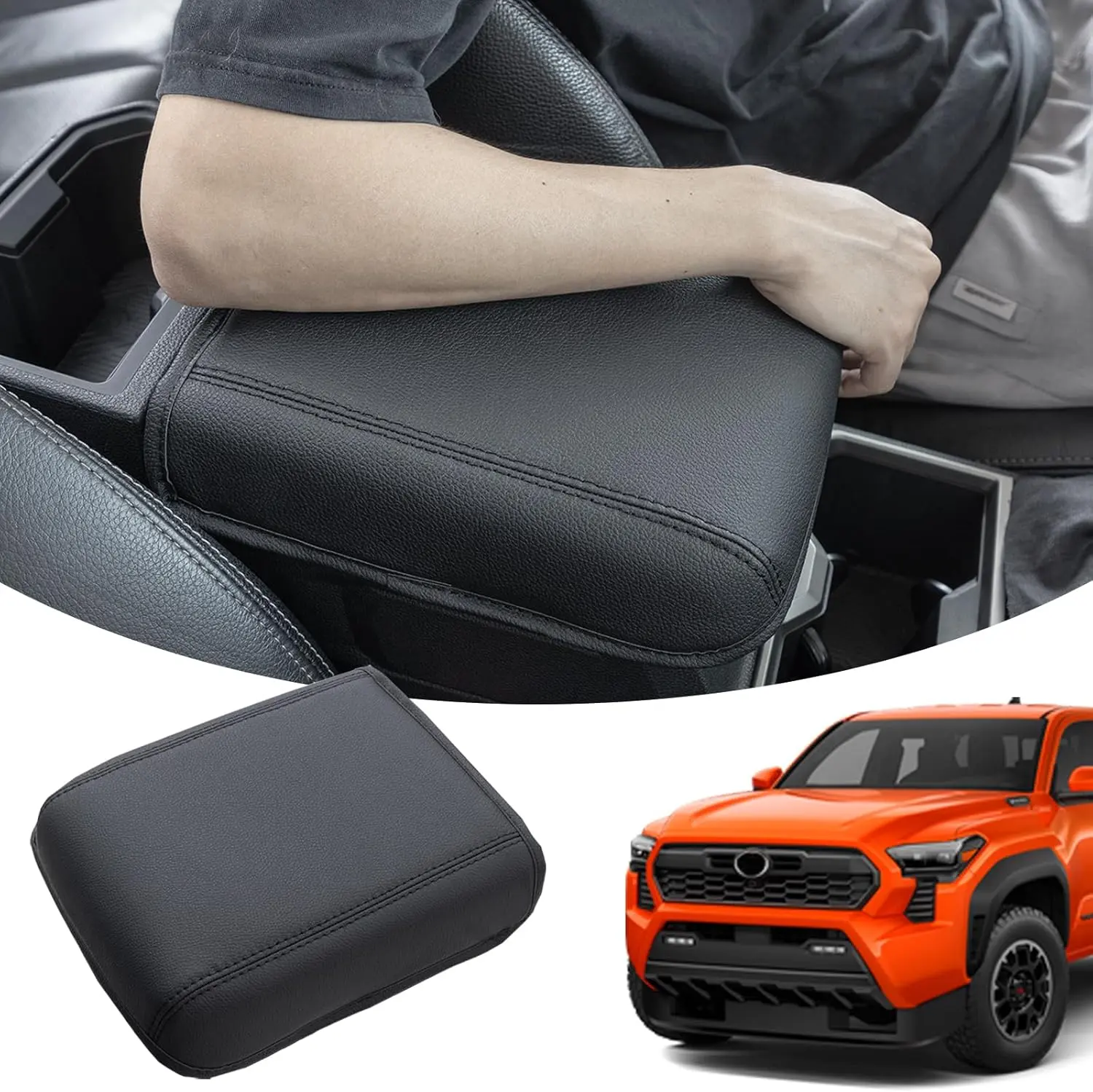 PU Leather Anti-Scratch Armrest Cover for 2024-2025-2026 4th Gen Tacoma Center Console Lid, Car Interior Decoration, Armrest Cover for Car, Auto Accessories
