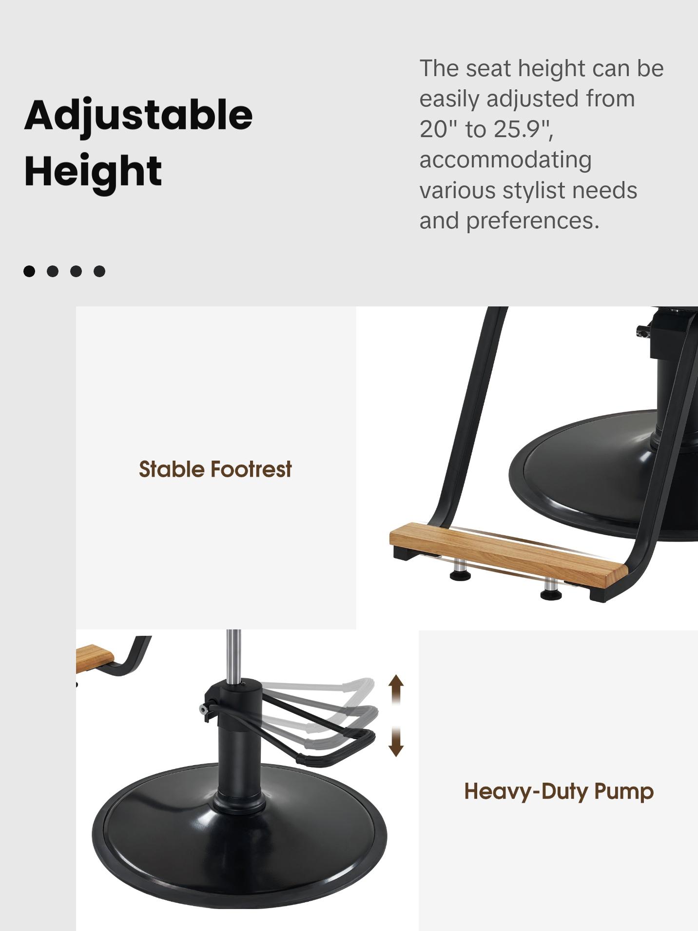 BarberPub Black Salon Chair, Breathable PVC Leather Beauty Chair for Hair Stylist 3082