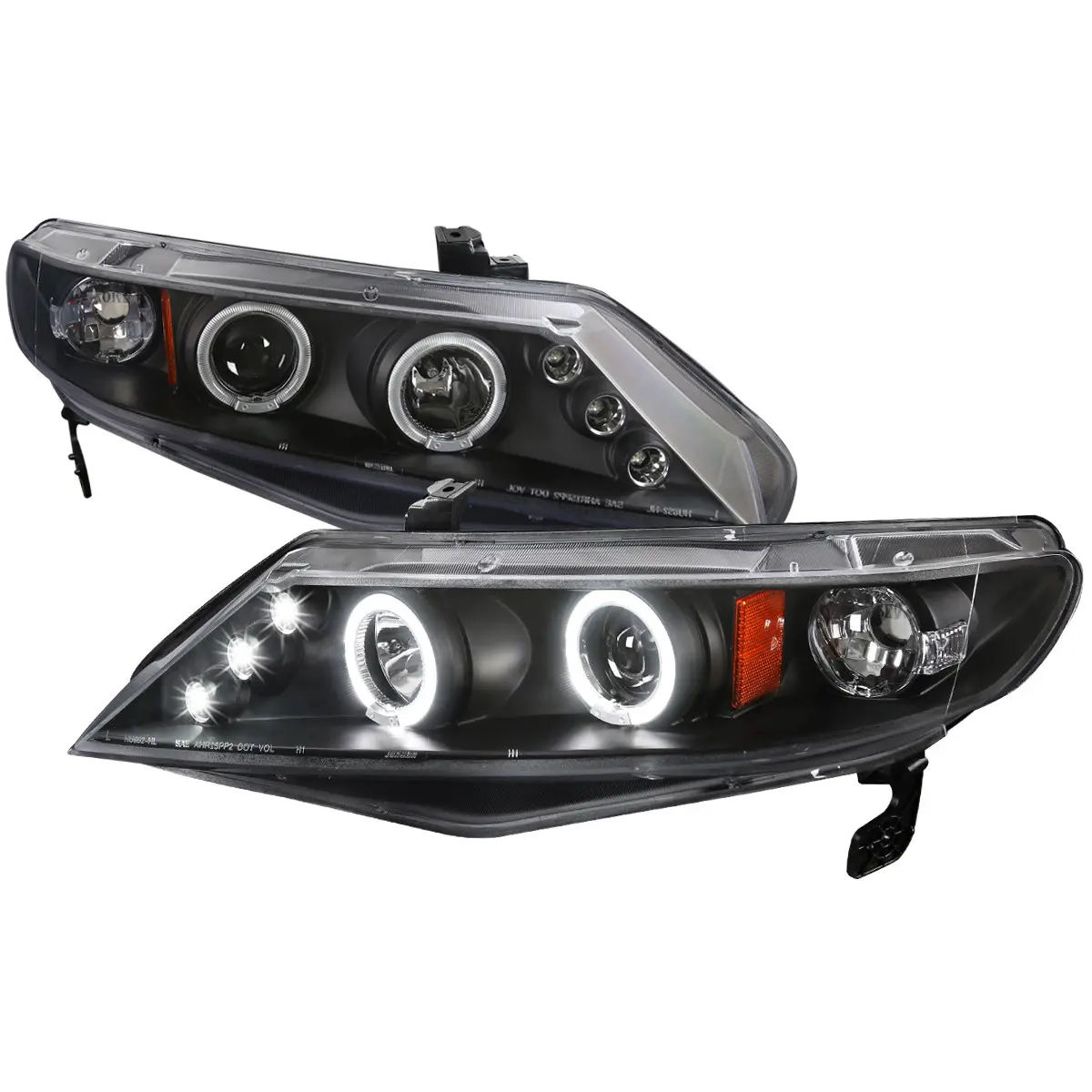 2006-2011 Civic Sedan Dual Halo Projector Headlights Assemblies ( Matte Black Housing / Clear Lens ) 2006-2011 Civic Sedan Dual Halo Projector Headlights Assemblies ( Matte Black Housing / Clear Lens )