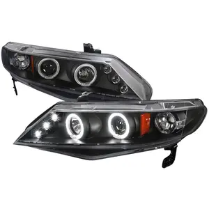 2006-2011 Civic Sedan Dual Halo Projector Headlights Assemblies ( Matte Black Housing / Clear Lens )