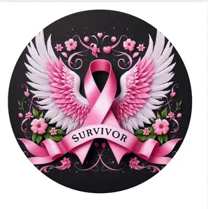 Survivor Breast Cancer Awareness Wreath Sign  Round Assorted Sizes