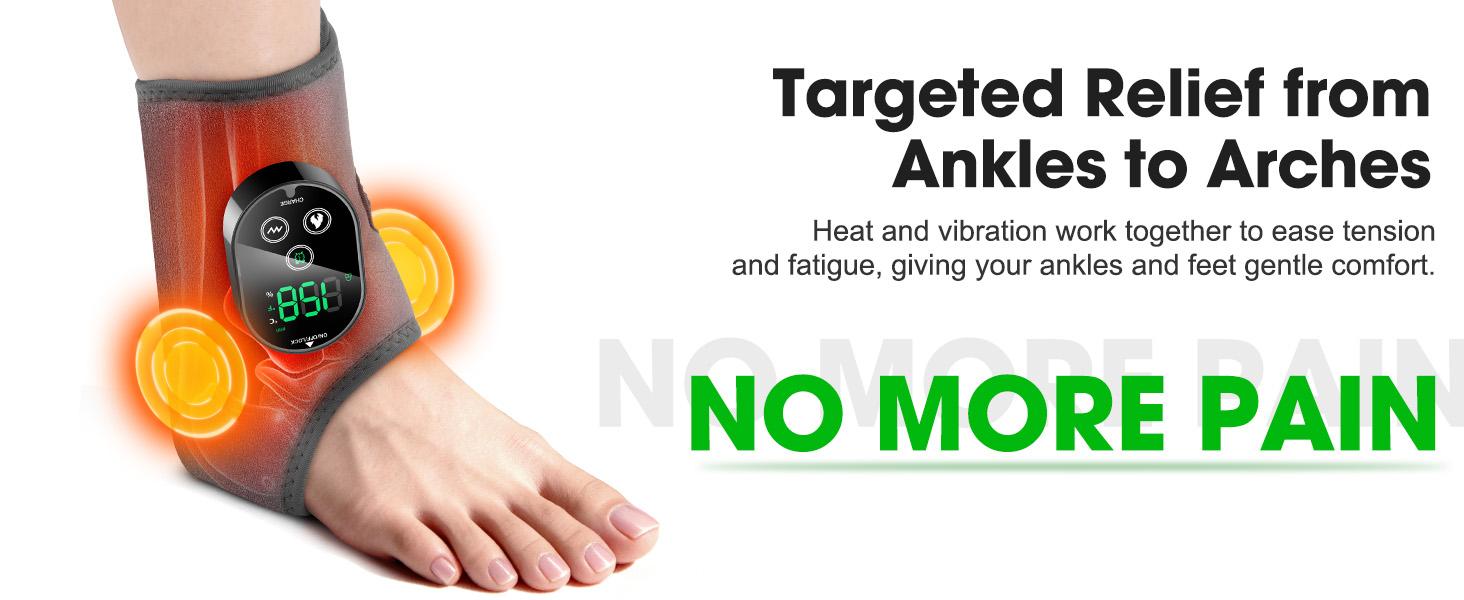 Cordless Ankle Massager for Pain Relief, Foot Massager for Neuropathy, Foot and Ankle Massager, Ankle Heating Pad with Massage, Adjustable Timer, 6 Heat Levels, 3 Vibration Modes, Single One ,Durable Ankle Support ,Durable Ankle Support