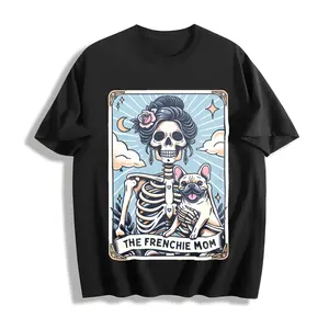 French Bulldog Shirt, Frenchie Dog Mom Tarot Card T-shirt, French Bulldog Skeleton Tee, Fall Halloween Dog Tee